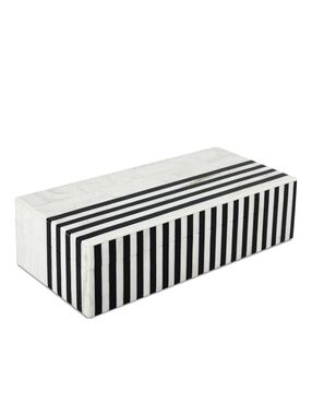 Handicrafts Home NWT Mono Lead Striped Resin Inlay Decorative Box With Lid